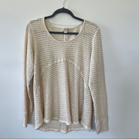 One World Cobble Knit Pullover Sweater Sand Semi-Sheer L - Picture 8 of 11